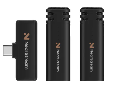 NearStream AWM10T-P:  AI Noise-Canceling Mini Wireless Microphone (2TX+1RX)