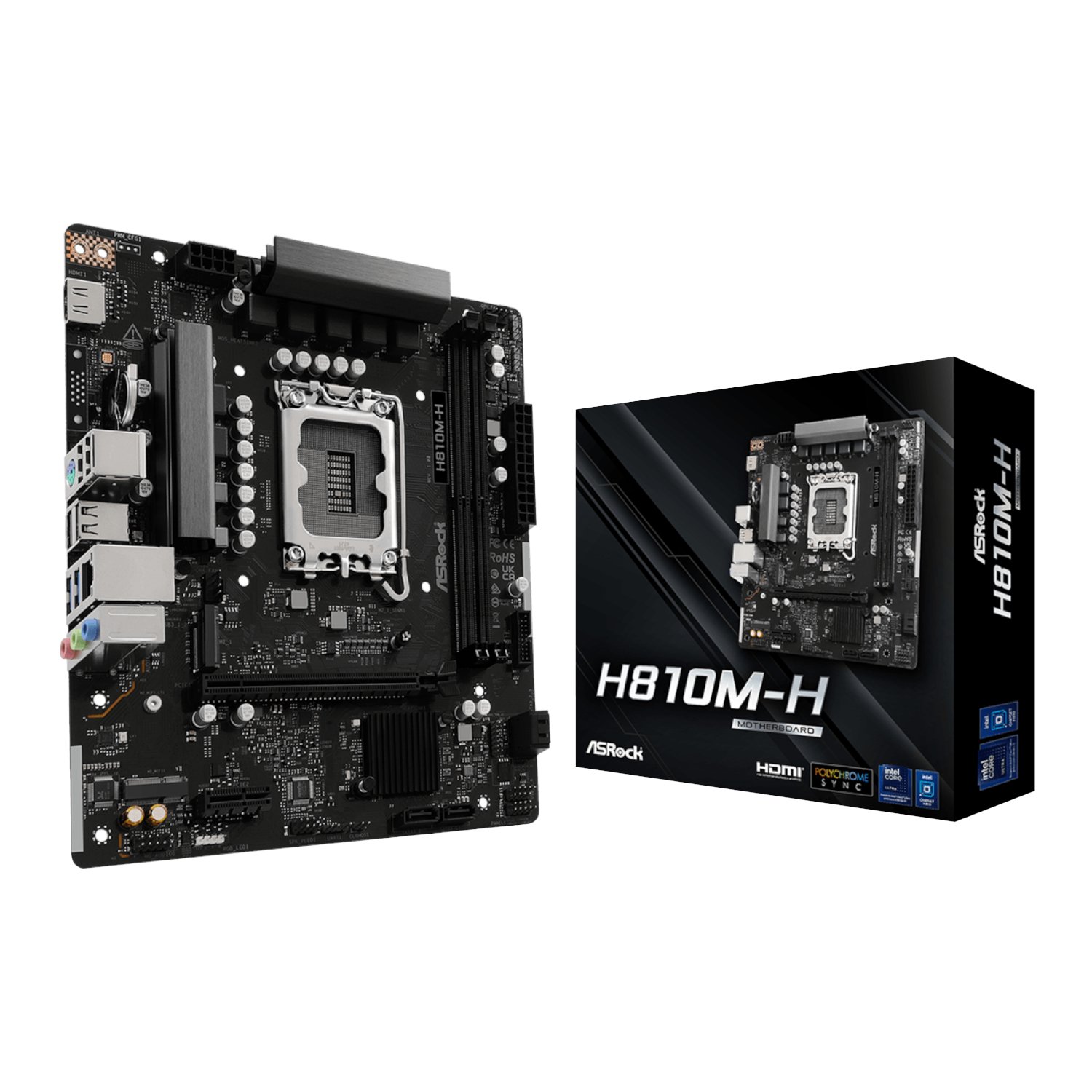 ASRock H810M-H Intel LGA1851 Micro ATX Motherboard – Black