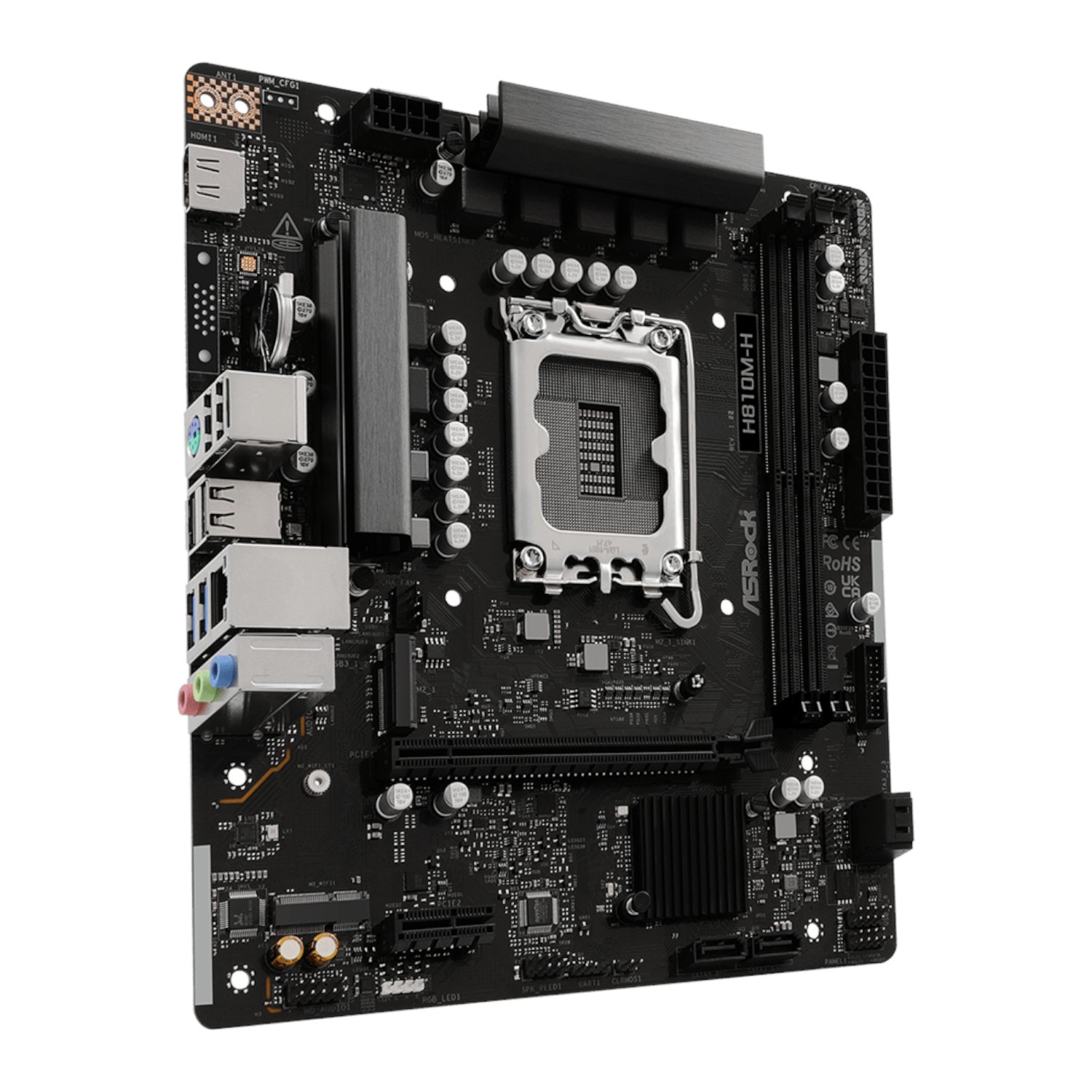 ASRock H810M-H Intel LGA1851 Micro ATX Motherboard – Black