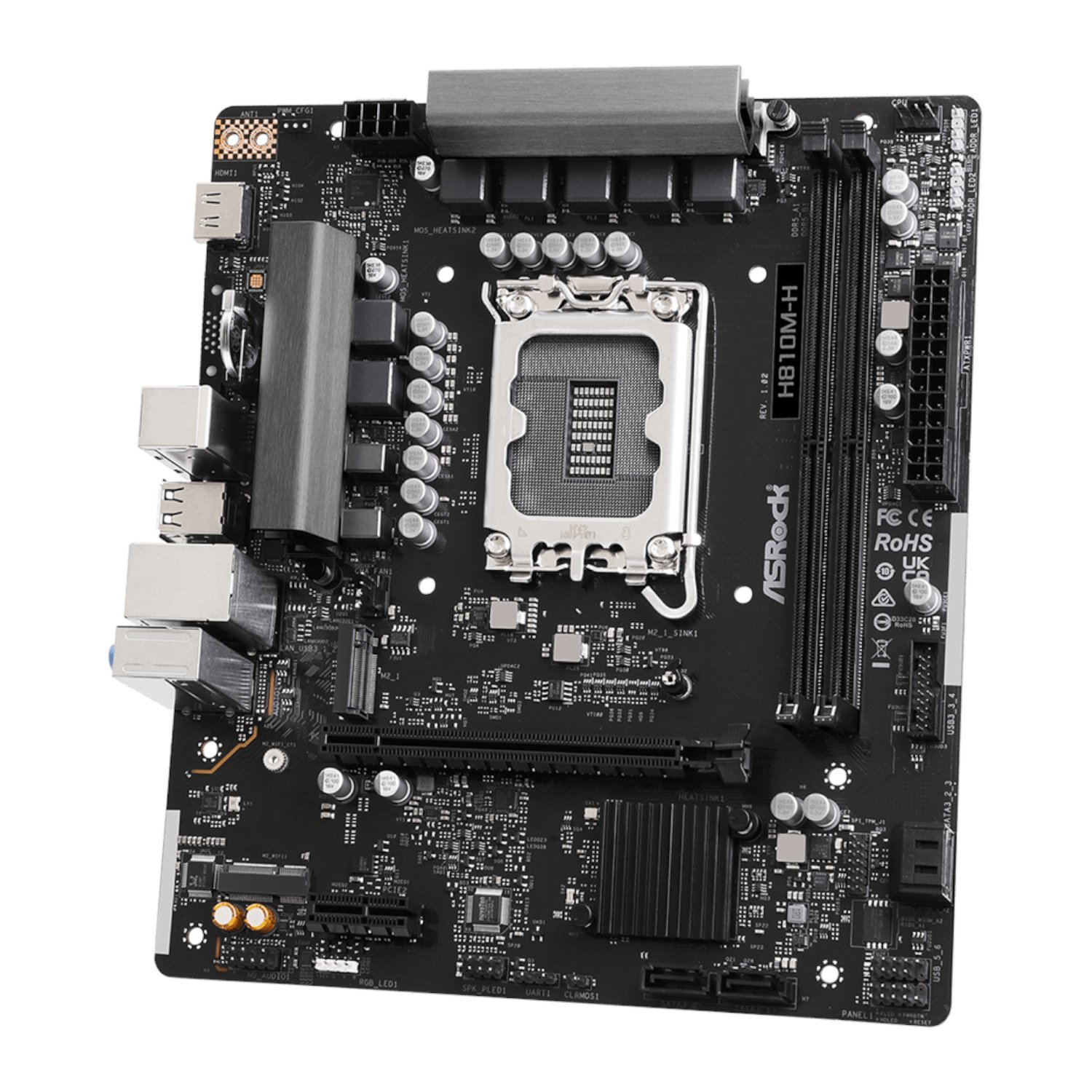 ASRock H810M-H Intel LGA1851 Micro ATX Motherboard – Black