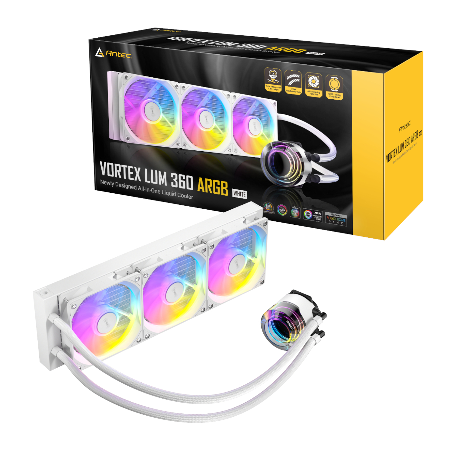 Antec VORTEX LUM 360 ARGB AIO CPU Liquid Cooler – White